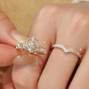Trendy 2-in-1 Crown Ring | Stackable Diamond Ring for Her