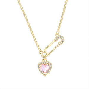 Heart-Shaped Pin Necklace – Exquisite Light Luxury Clavicle Chain for Women