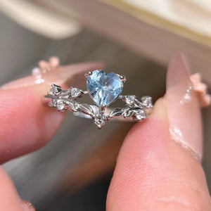 Elegant Silver Heart Zircon Ring | Open-End Adjustable Ring
