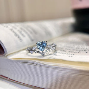 Elegant Silver Heart Zircon Ring | Open-End Adjustable Ring