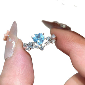 Elegant Silver Heart Zircon Ring | Open-End Adjustable Ring