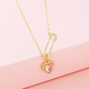 Heart-Shaped Pin Necklace – Exquisite Light Luxury Clavicle Chain for Women