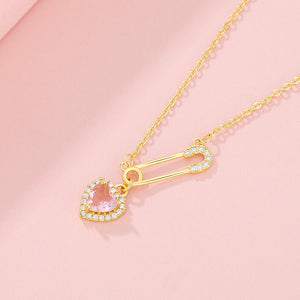 Heart-Shaped Pin Necklace – Exquisite Light Luxury Clavicle Chain for Women