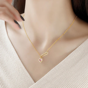 Heart-Shaped Pin Necklace – Exquisite Light Luxury Clavicle Chain for Women
