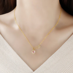 Heart-Shaped Pin Necklace – Exquisite Light Luxury Clavicle Chain for Women