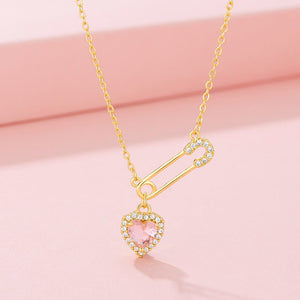 Heart-Shaped Pin Necklace – Exquisite Light Luxury Clavicle Chain for Women