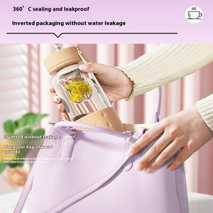 Leakproof Magnetic Glass Tea Cup with Built-in Filter – Water & Tea Separation