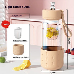 Leakproof Magnetic Glass Tea Cup with Built-in Filter – Water & Tea Separation